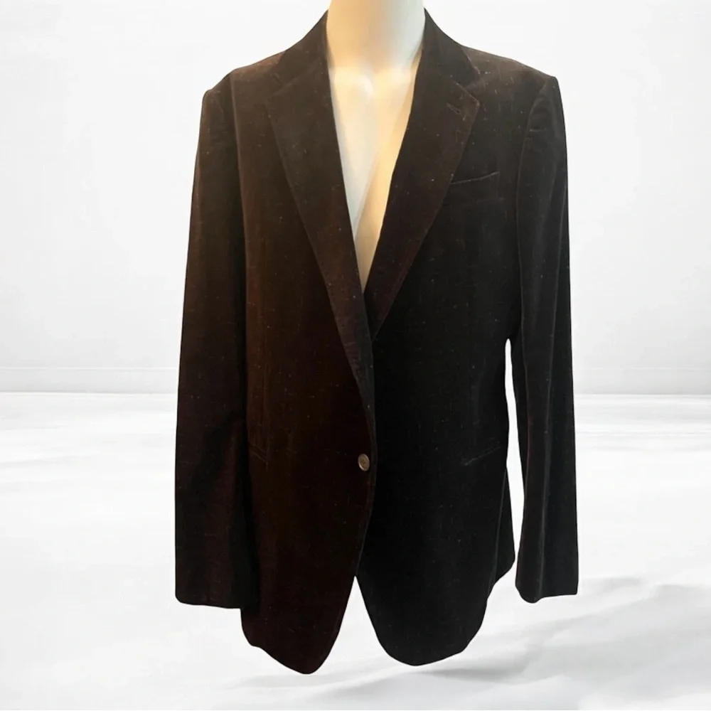ARMANI COLLEZIONI BROWN VELVET SPECKLED SINGLE BREASTED DINNER JACKET